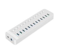 Répartiteur Hub Multi-Ports Alimenté par USB, Interrupteur Marche-arrêt, Station d'accueil, Plusieurs Prises 3.0, Chargeur, Adaptateur Multiprise(White 13 USB)