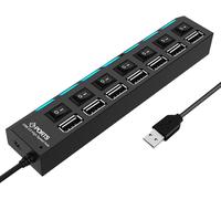 Répartiteur Hub USB 2.0 à 7 Ports Hub USB 3.0 Alimenté Prise USB Multiple Hub USB 2.0 Alimenté pour PC pour Ordinateur,Chargeur Multiport USB avec Interrupteur,Multiprise USB Voiture