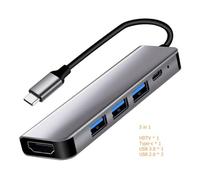 Répartiteur Hub USB C vers HDMI 4K, Adaptateur USB 3.0 Type C, Station d'accueil SD TF, Compatible avec Ordinateur Portable S22 Dex(Grey 5 in 1)
