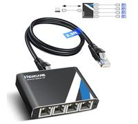 Répartiteur LAN 1 vers 4 avec câble Ethernet de 1 m, répartiteur LAN RJ45 1000 Mbps, boîtier en aluminium, répartiteur Ethernet 4 ports pour Cat5e/6/7/8, prend en charge 2 appareils simultanément