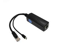 Répartiteur Micro USB PoE 5 V 3 A, IEEE 802.3af/at Standard 10/100 Mbps pour Raspberry Pi 3B, tablettes, Dropcam Power Over Ethernet USB Splitter Adapter (USB0503 Noir)