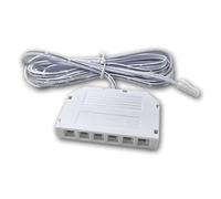 Répartiteur Mini AMP 6 Voies 2 Broches avec câble de Connexion de 2 m - Répartiteur LED 6 Sorties - Prises AMP, 1 entrée - fiche AMP, Blanc, protégé Contre l'inversion de polarité