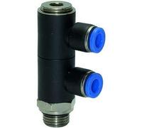 Répartiteur multiple "Blue Serie", 2 vitesses, rotatif, G 1/2 A, pour un diamètre extérieur de 12 mm, pour un drone de travail. Charge maximale : 15 bars, plastique/MS vern.