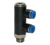 Répartiteur multiple "Blue Serie" 2 vitesses rotatif G 3/8 a., pour un diamètre extérieur de 6 mm de diamètre Charge maximale : 15 bars, plastique/MS vern.