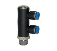 Répartiteur multiple "Blue Serie", 2 vitesses, rotatif, R 1/2 A, pour un diamètre extérieur de 10 mm, pour un drone de travail. Charge maximale : 15 bars, plastique/MS vern.
