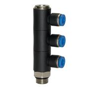Répartiteur multiple "Blue Serie" 3 vitesses rotatif G 1/2 A pour extérieur Ø 10 mm Charge maximale : 15 bars, plastique/MS vern.