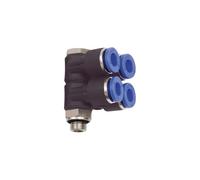 Répartiteur multiple "Blue Serie" - 4 vitesses - Rotatif G 1/8 a - Pour extérieur de 6 mm de diamètre Charge maximale : 15 bars, plastique/MS vern.