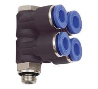 Répartiteur multiple "Blue Serie" - 4 vitesses - Rotatif G 3/8 a - Pour un diamètre extérieur de 12 mm - Tambour de travail Charge maximale : 15 bars, plastique/MS vern.
