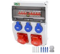 Répartiteur mural complet câblé 32 A 16 A 230 V avec compteur CEE IP65, 10. 2 x 16 a 3 x 230 avec LS