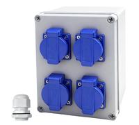 Répartiteur mural - Répartiteur de courant fort - 16 A - 4 x 230 V - IP44 - Boîtier de distribution en saillie - Étanche - Pour l'intérieur et l'extérieur