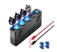 Répartiteur pour prise allume-cigare 12V/24V avec câble 3M, 3 prises allume-cigare Adaptateur multi-prises 4 port avec écran LED et interrupteur principal et indépendant, pour camion voiture embarquée