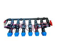 Répartiteur Rain 2, 3, 4, 5, 6 soupapes, 1" - Valve magnétique PGV 101 Go - Raccords DN25 DN32 - Raccord d'air comprimé et valve (DN32, répartiteur 6 voies (2 x 3)