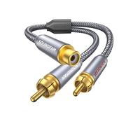 Répartiteur RCA 2x RCA Femelle vers 1x RCA Mâle PREMIUM Câble Répartiteur Subwoofer Adaptateur RCA Y pour Caisson de Basses, Amplificateur (30cm/Gris/2M-1F)