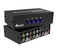 Répartiteur RCA 4 Voies Fosmon et Commutateur AV pour Cinéma Maison | Boîtier de Sélection Audio Vidéo Stéréo avec 4 Entrées et 1 Sortie Femelle Incluant un Câble de Brassage de 2.6 Pieds