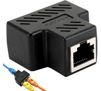 Repartiteur RJ45,Repartiteur Cable Ethernet 1 à 2 Répartiteur,Adaptateur Double Prise,1 Pièces Double Prise Port Réseau Local,Doubleur RJ45 pour Cat5,Cat5e,Cat6,Cat7 (Noir)