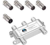 Répartiteur SAT - BK - FM - 4 voies - 5-2400 MHz - Numérique et analogique - Entièrement blindé - SAT DVB-S DVB-S2 FM FM - Télévision par câble DVB-C avec câble IEC