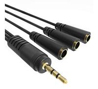 Répartiteur stéréo Ancable avec câble audio 22,9 cm 3,5 mm mâles vers 3 femelles, plaqué or