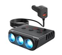 Répartiteur triple multiprise allume-cigare 180 W avec interrupteur