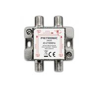 Metronic 336303 - Distributeur TV, séparateur coaxial, DVB-T2 et satellite, répartiteur antenne TV, blindé, métallique 1 entrée - 3 sorties F