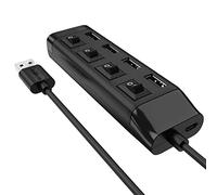 Répartiteur USB 2.0 à 4 ports avec Power On Off USB Splitter Multi-ports Transmission de Données Rapide pour PC Ordinateur