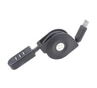 Répartiteur USB 2.0 multifonction à 3 ports avec cordon rétractable pour charger et transférer des données, concentrateurs USB portables pour ordinateur