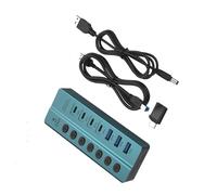 Répartiteur USB 3.0 à 7 ports avec commutateurs individuels Port de charge USB 3.0 Adaptateur d'alimentation pour PC de bureau Répartiteur USB avec interrupteurs d'alimentation