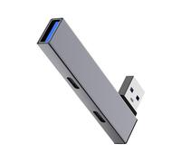 Répartiteur USB 3.0 en aluminium vers double type C et concentrateurs d'extension compatible avec les appareils Android Windows