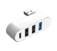 Répartiteur USB 4 ports avec 3 ports USB et 1 port de données alimenté par USB C pour ordinateur portable, voiture, bureau