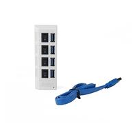 Répartiteur USB 4 ports USB avec adaptateur d'alimentation et port de charge - Interrupteurs marche/arrêt individuels et lumières