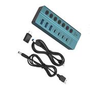 Répartiteur USB 7 ports avec commutateurs individuels pour PC et ordinateur portable en métal avec ports