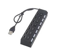 Répartiteur USB 7 ports de données avec commutateurs individuels Adaptateur d'alimentation USB 2.0 Extension pour PC portable Multi Port avec contrôle