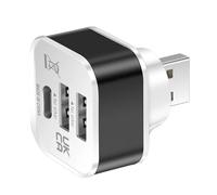 Répartiteur USB à 3 ports - Accessoires informatiques - 1 mâle vers 3 ports - Extension d'alimentation multiple pour appareils mobiles - Répartiteur USB de charge