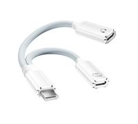 Répartiteur USB C 1 à 2, double prise USB C avec charge de 100 W, adaptateur pour casque, répartiteur USBC Y avec 16/Pro/Max, S24/S23, ordinateur portable, blanc