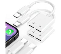 Répartiteur USB C 1 entrée 2 sorties double USB C casque et chargeur adaptateur audio de type C avec câble Dongle de charge rapide PD 60 W pour iPhone 16 Pro Max, Galaxy S25, Pixel 9, iPad Pro, Switch