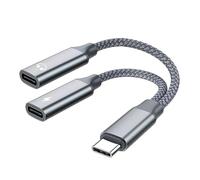 Répartiteur USB C 2 en 1 USB Y Splitte pour casque - Double port USB Type-C PD 15 W - Hub de charge rapide - Compatible avec téléphones Samsung/Huawei/Oppo/Sony/Nokia, tablettes, ordinateurs portables