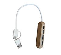 Répartiteur USB C/répartiteur 3/4 ports en bois multiport pour claviers de PC, adaptateur USB pour ordinateur portable