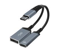 Répartiteur USB C tressé avec port de charge PD60 W Connecteurs USB A 2.0 compatibles avec commutateurs consoles concentrateurs C portables
