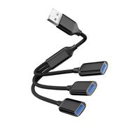 Répartiteur USB, Câble Splitter USB 3 en 1 1 entrée vers 3 ports USB 2.0 Femelle, Répartiteur USB pour Charge et Transfert de Données, Compatible PC Mac PS4 PS5 Xbox Clavier Souris Dur Flash Drive