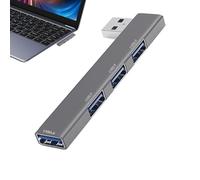 Répartiteur USB pour Ordinateur Portable - Hub USB pour PC, rallonge de | port USB 4 | Adaptateur USB portable en d'aluminium argenté multiport extensible pour ordinateur de bureau, ordinateu