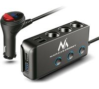 Répartiteur voiture Adaptateur chargeur allume-cigare Prises USB Voltmètre LED 12/24V