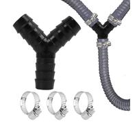 Répartiteur Y 2-Voies de Haute Qualité pour Connexion d'Eau, pour Jardin et Maison, Compatible avec Lave-linge et Lave-vaisselle, Inclus Double Raccord et Valve à Deux Voies