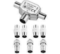 Répartition Antenne T-Couplage,Répartiteur Coaxial D'antenne 1 Entrée Femelle et 2 Sorties Mâles avec T/F Type Connecteur Prise À RF Coax Adaptateur D'antenne