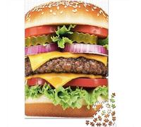 Repas Cheeseburger 1000 Pièces Papier Art Cheeseburger géant Puzzle pour Adolescents Résistant Rayures Entraînement Cérébral Cadeau Anniversaire 70x50cm/1000pcs