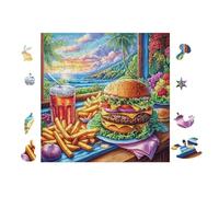 Repas Fast-Food 100 Pieces Casse-tête Adulte en Carton Anti-Déchirure Haute Difficulté Motif Complexe Anti-Stress Passe-Temps Cadeau Noël Pas Cher 28x28cm