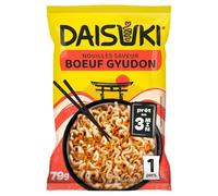 Repas japonais prêt en 3 minutes - DAISUKI Nouilles Instantanées Saveur Bœuf Gyudon, Sachet 79g pour 1 personne - Lot de 4