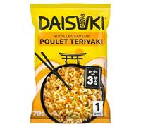 Repas rapide prêt en 3 minutes - DAISUKI Nouilles Instantanées Saveur Poulet Teriyaki, 79g - Lot de 4