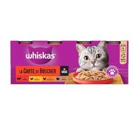 Repas variés et hydratation optimale pour Chat Adulte - WHISKAS La Carte du Boucher, 4 variétés en Sauce, Lot de 4 boîtes de 400g - Lot de 3
