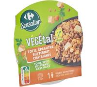 Repas végétal prêt en 2 minutes - CARREFOUR SENSATION, tofu épeautre butternut châtaignes, source de protéines, 300g - Lot de 4