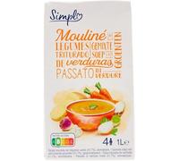 Repas vite prêt et gourmand - SIMPL Soupe Mouliné de Légumes, format familial 1L - Lot de 4