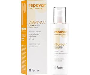 Repavar Crème de jour Revitalisante avec Action Hydratante - à la Vitamine C et Pollustop - Protège la Peau de la Pollution et Prévient les Signes de Vieillissement - 50 ml